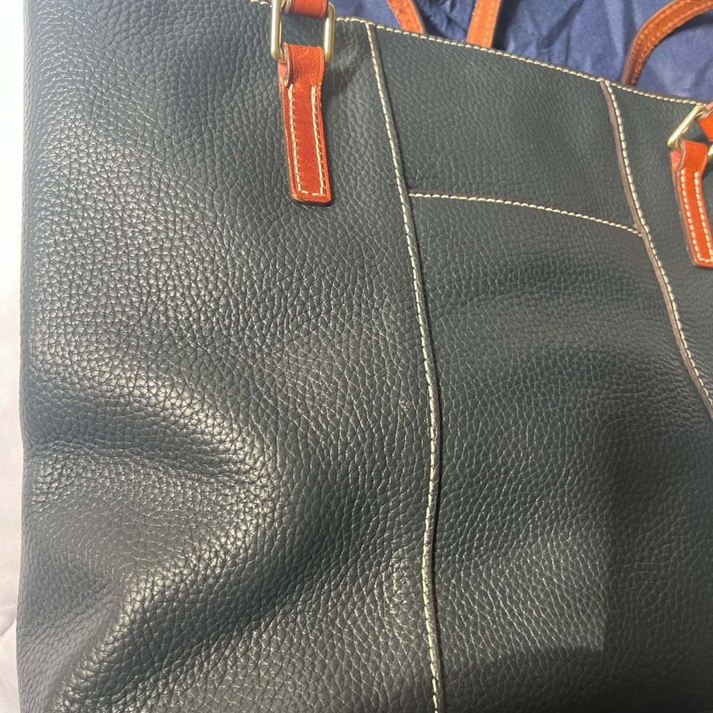 Dooney & Bourke Navy &Tan Pebbled Leather Lexington /Dust Bag /Original Reg.incl - Picture 11 of 16